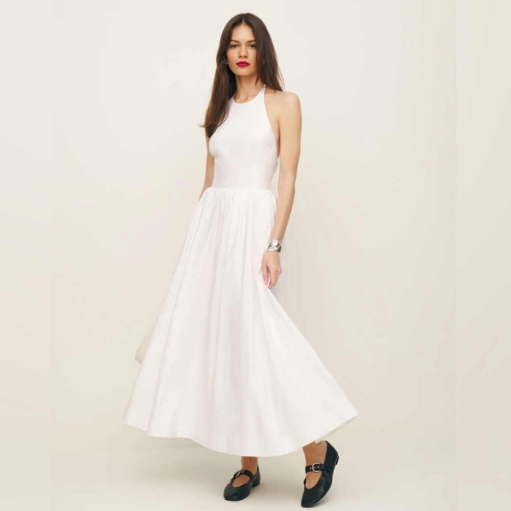 Reformation Percy Linen Dress in White